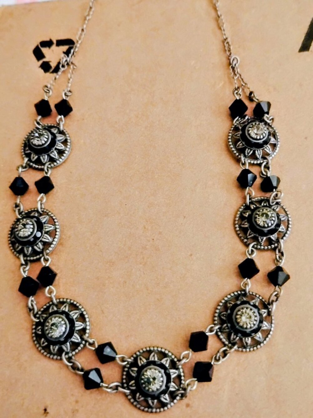 Liz Palacios San Francisco Jet and Crystal Choker Necklace 15 inches. - Picture 2 of 4